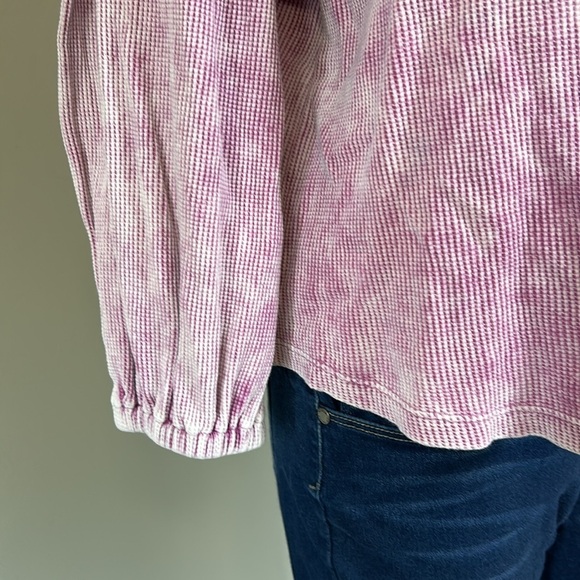 Anthropologie Pilcro Washed Waffle Top Raspberry Shirt Puff Sleeve Boho Sz S - Picture 7 of 11